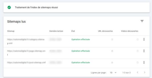 Un sitemap correctement indexé par Google Search Console